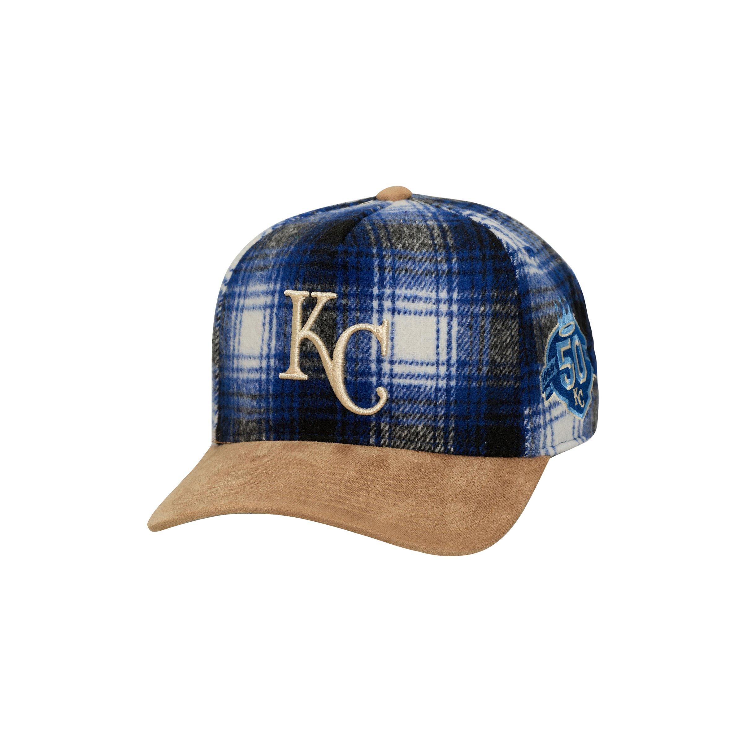Mitchell & Ness Kansas City Royals Plaid Snapback Hat - Royal - BLUE